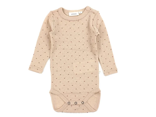 Lil Atelier rugby tan hjerter body pointelle merinould